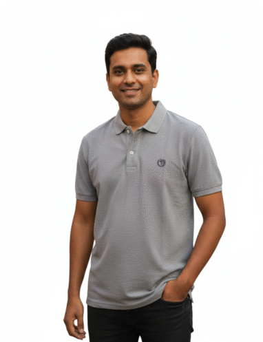 Grey Melange Polo T-Shirt