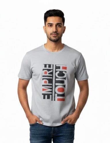 Half White Round Neck T-Shirt